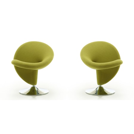 Manhattan Comfort Curl Swivel Accent Chair in Green and Polished Chrome, PK2 2-AC040-GR